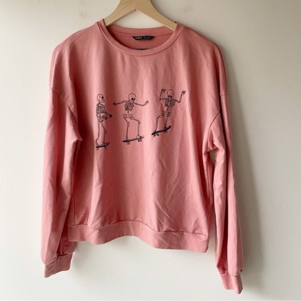 shein skateboarding skeleton lightweight sweatshirt